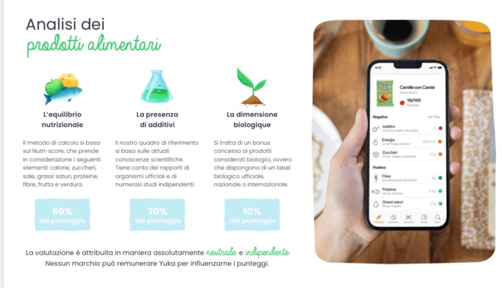 Le app analizzano per noi la lista degli ingredienti e i valori nutrizionali per stabilire la qualità dei prodotti 